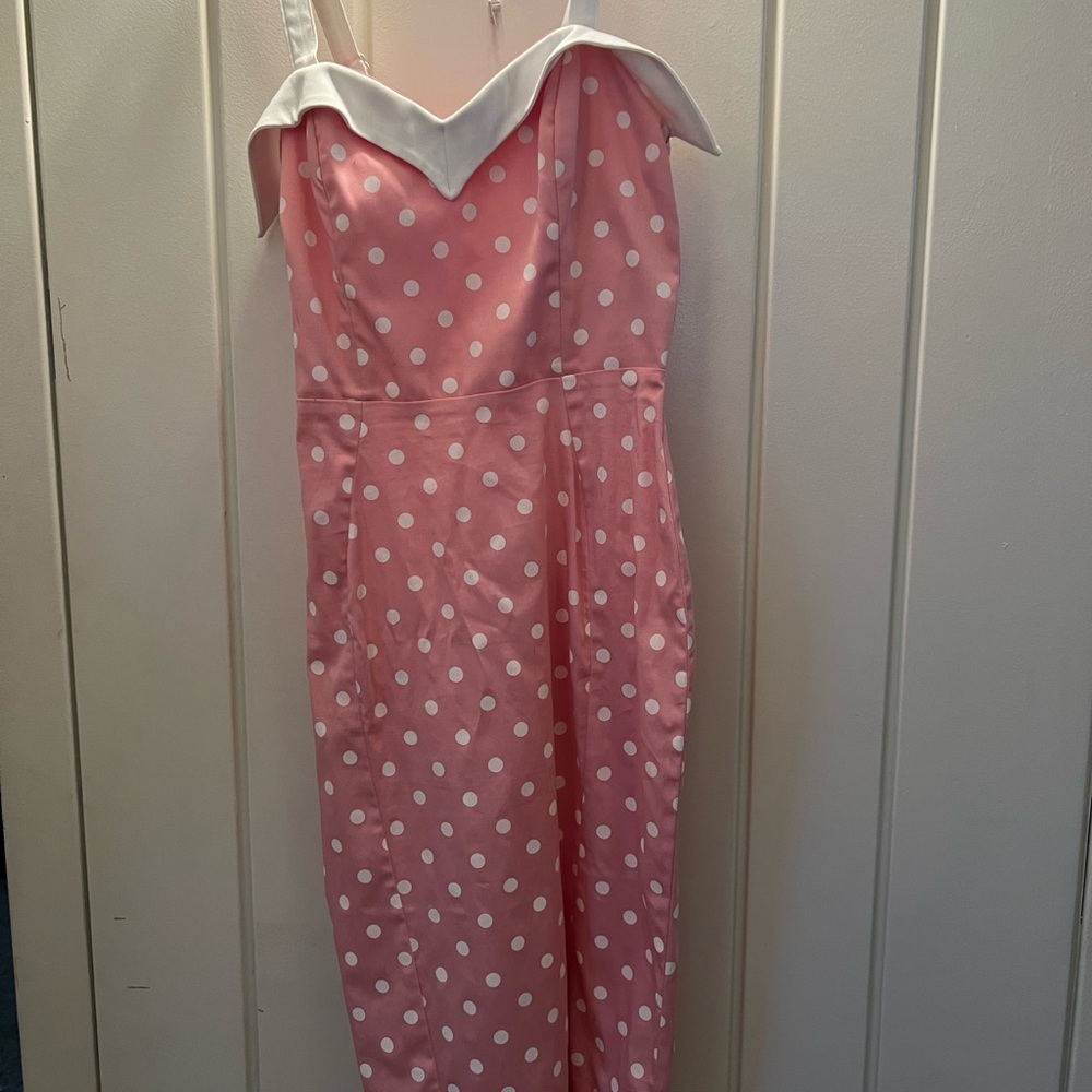 Deadly Dames rare pink with white polka dot dress